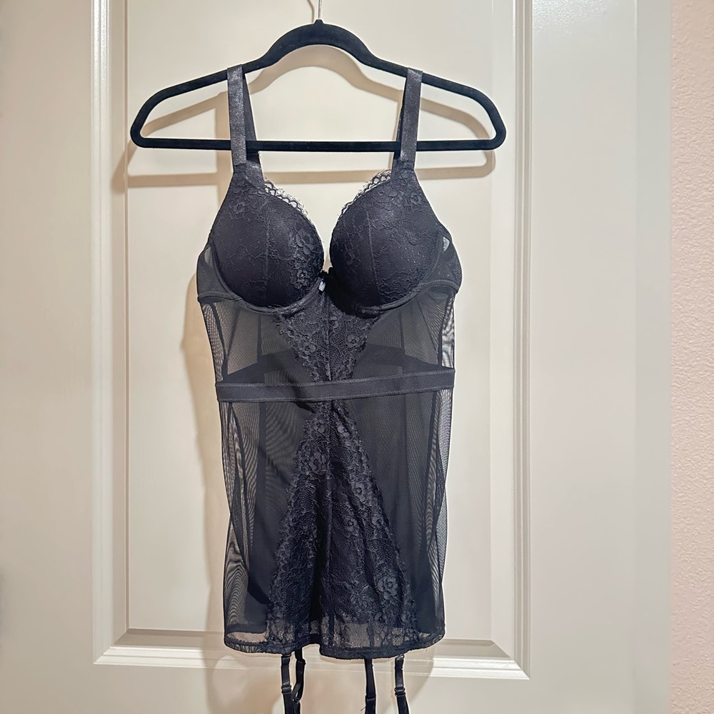 Black Chemise with Adjustable Straps and Underwire Support